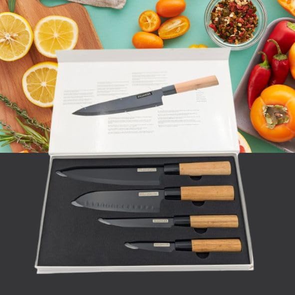 Japanese Knife Set - 4 Pcs High-Carbon Stainless Steel Chef Knife Set for Precision Cutting, Slicing, Dicing, and Chopping - Lightweight, Dishwasher Safe Ultra-Sharp Kitchen Knife Set