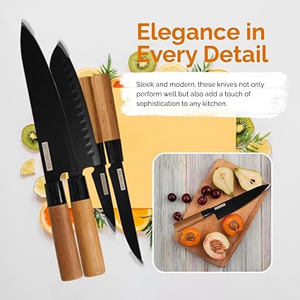 Japanese Knife Set - 4 Pcs High-Carbon Stainless Steel Chef Knife Set for Precision Cutting, Slicing, Dicing, and Chopping - Lightweight, Dishwasher Safe Ultra-Sharp Kitchen Knife Set