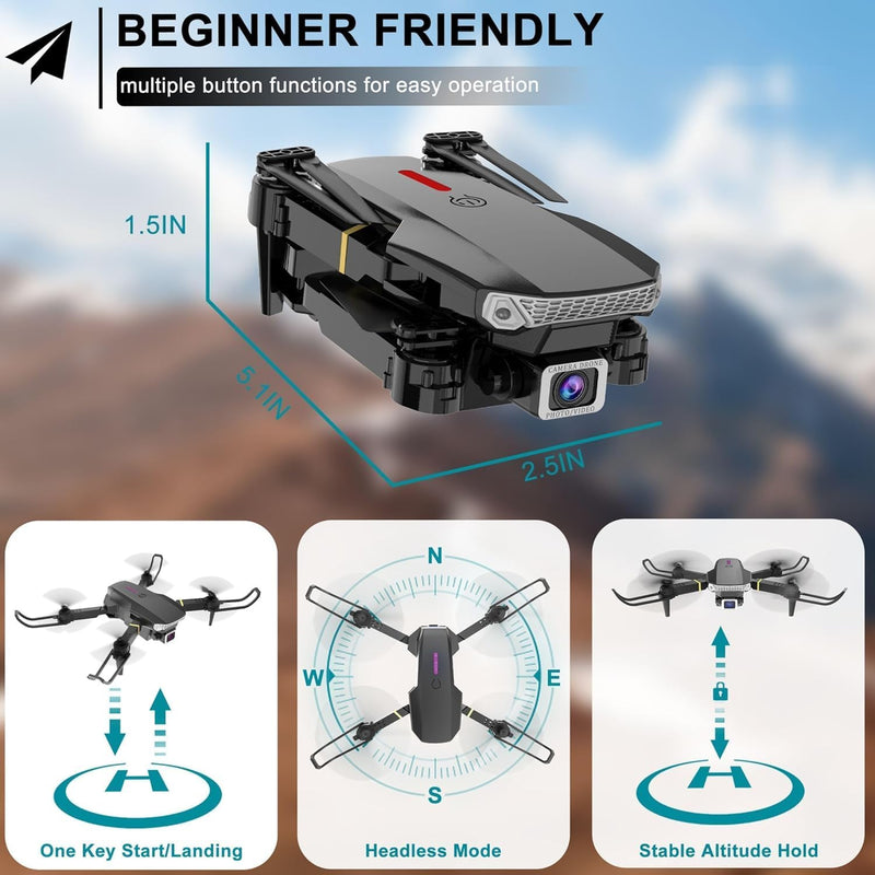 E99 PRO Drone with 4K HD Dual Camera with WIFI FPV, Automatic Obstacle Avoidance, ONE-CLICK Return, Smart Alert