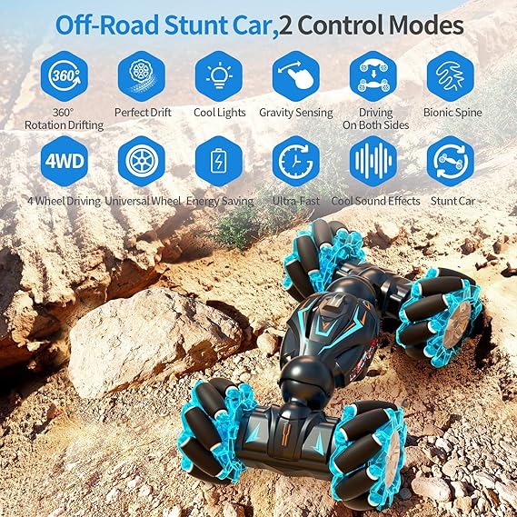 Stunt Car, Upgrade Version, 4WD 2.4GHz Remote Control Gesture Sensor Toy Cars, 360° Rotating Off Road Vehicle.